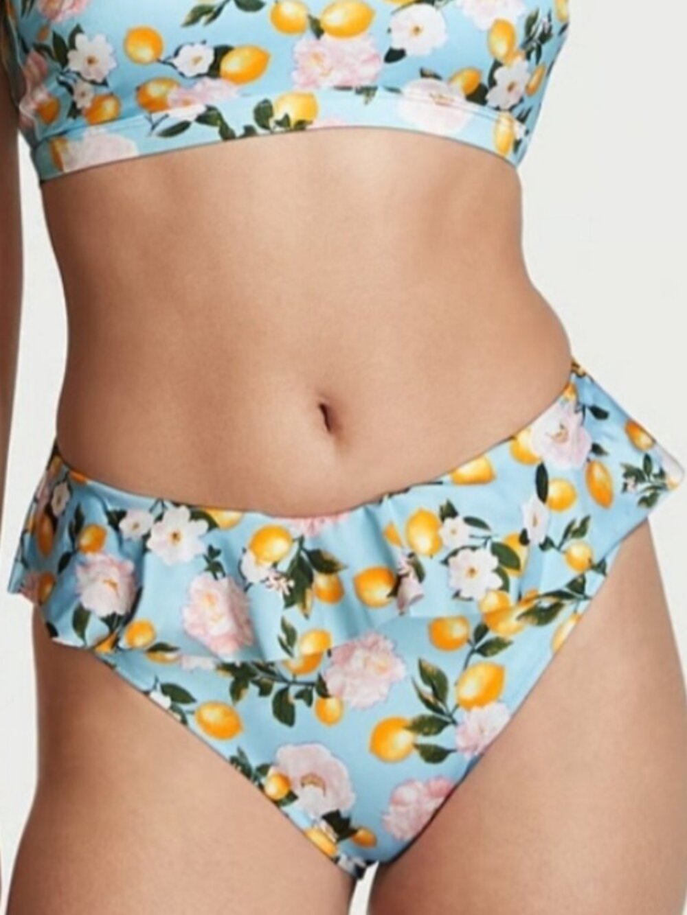 Victoria's secret Swim Blue Lemon Floral Bikini Bottom M